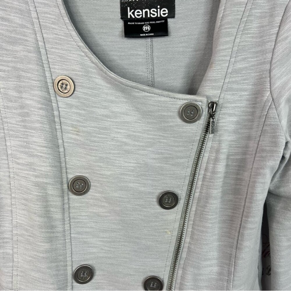 Kensie blazer buttons peplum grey Charcoal Double-Breasted Women's Blazer - Picture 5 of 12